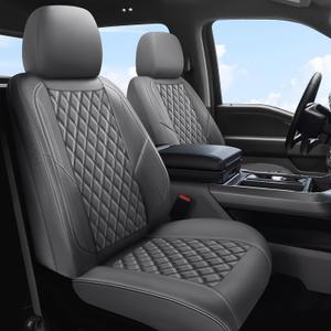 F150 Seat Covers, Custom Ford F150 Truck Seat Cover Fit for 2015-2025 F150 and 2017-2025 F250 F350 F450 Super Duty Crew Cab XL XLT Lariat King Ranch Platinum (Grey, Front and Rear(5 Seats))