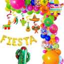 Mexican Fiesta Party Decor Balloon Arch Kit,Fiesta Balloons, Taco Decor, Mexican Theme Party Decor with Cactus Llama Foil Balloons & Swirls, Perfect for Cinco de Mayo, Birthday & Fiesta Celebrations