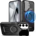 for Samsung Galaxy S24+ Plus Case, Compatible with Magsafe, Military Grade Phone Case with Kickstand, Built-in Camera Lens Protector Shockproof Magnetic Cover for Galaxy S24 Plus Case (Black)