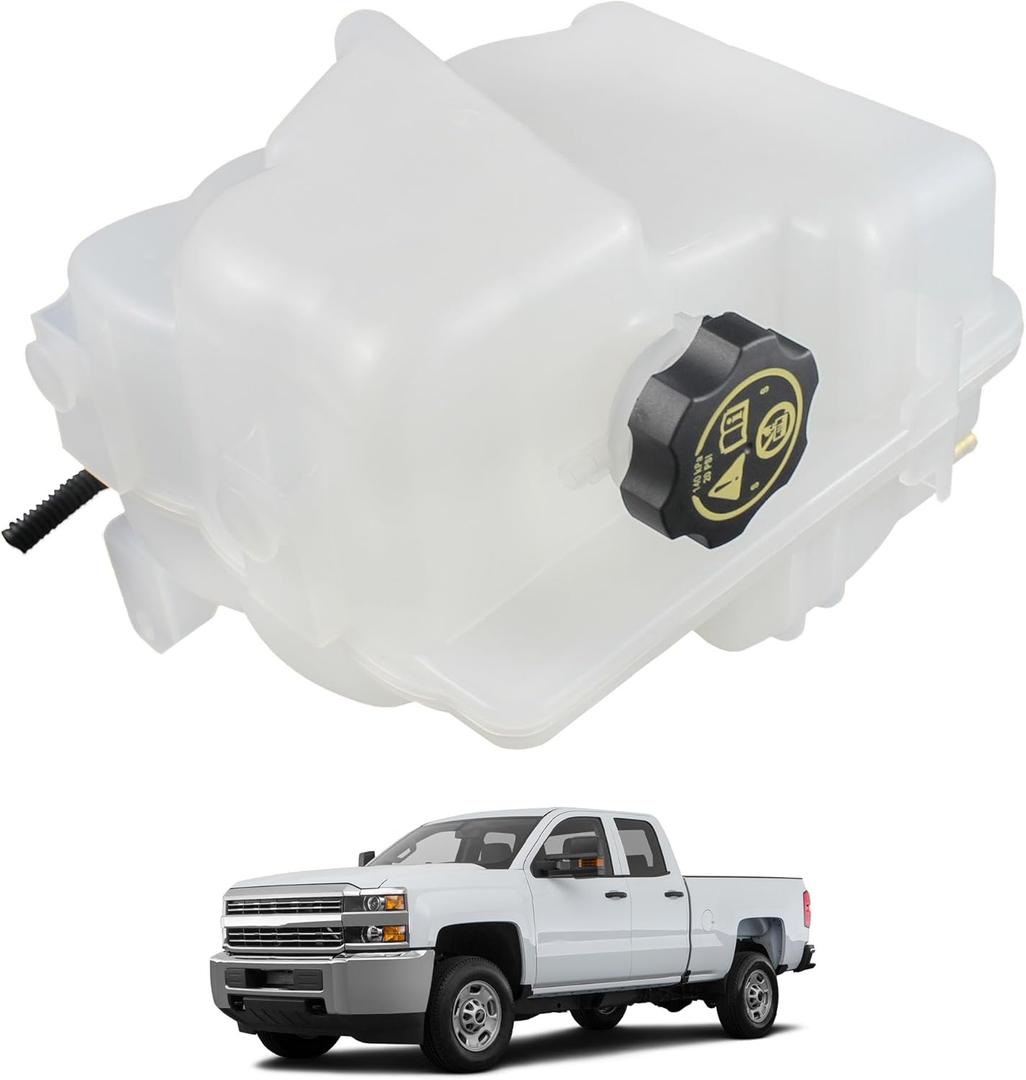 Engine Coolant Reservoir with Sensor & Cap & Hose Compatible with 2017-2021 Chevrolet Silverado 2500 HD/3500 HD/4500 HD/5500 HD/6500 HD GMC Sierra 2500 HD/3500 HD Replaces 84257137 84148294