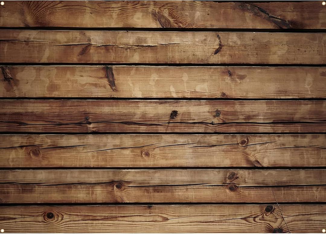 Peryiter Wood Backdrop Wooden Wall Background Rustic Backdrop Durable Polyester Fabric Photography Supplies for Party, Wedding Baby Photoshoot(10 x 8ft,Brown)
