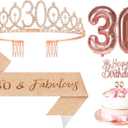 2 x 5Pcs Birthday Decorations with Crown Tiara, Sash, Cake Topper, Candle and Number Balloon for Gifts, 90th Birthday Gifts for Her