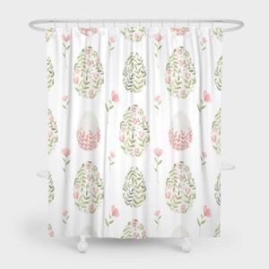 72" x 72" Easter Egg Shower Curtain Watercolor Flower Floral Spring Colorful Pastel Home Bathtubs Bathroom Curtains Decoration Set 12 Hooks (5)