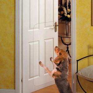 In hand Clear Pet Door Scratch Protector Shield Protect Your Furniture, Heavy Duty Deluxe Flexible Door Guard Cover (43" Long x 17" Wide)