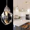 Crystal Pendant Light, 1-Light Mini Diamond Prism Hanging Ceiling Light with Brushed Nickel Finish, Color Changing LED Small Chandelier for Kitchen Island, Dining Room, Bedroom, Hallway, Bar