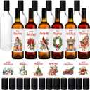 Maxcheck 44 Pcs 25 oz Christmas Plastic Wine Bottles Set with Shrink Capsules Label Stickers Airtight 750ml Empty Clear Liquor Bottles with Lid Brewing Wine Making Homemade Xmas Gift(Clear,Cute)