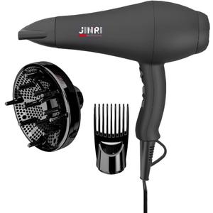JINRI Ionic Hair Dryer with Diffuser & Comb and Concentrator, Lightweight Quiet Infrared Blow Dryer, Powerful 1875 Watt Motor for Smooth and Fast Drying Hair, Black JINRI Ionic Hair Dryer with Diffuser & Comb and Concentrator, Lightweight Quiet Infrared Blow Dryer, Powerful 1875 Watt Motor for Smooth and Fast Drying Hair, Black