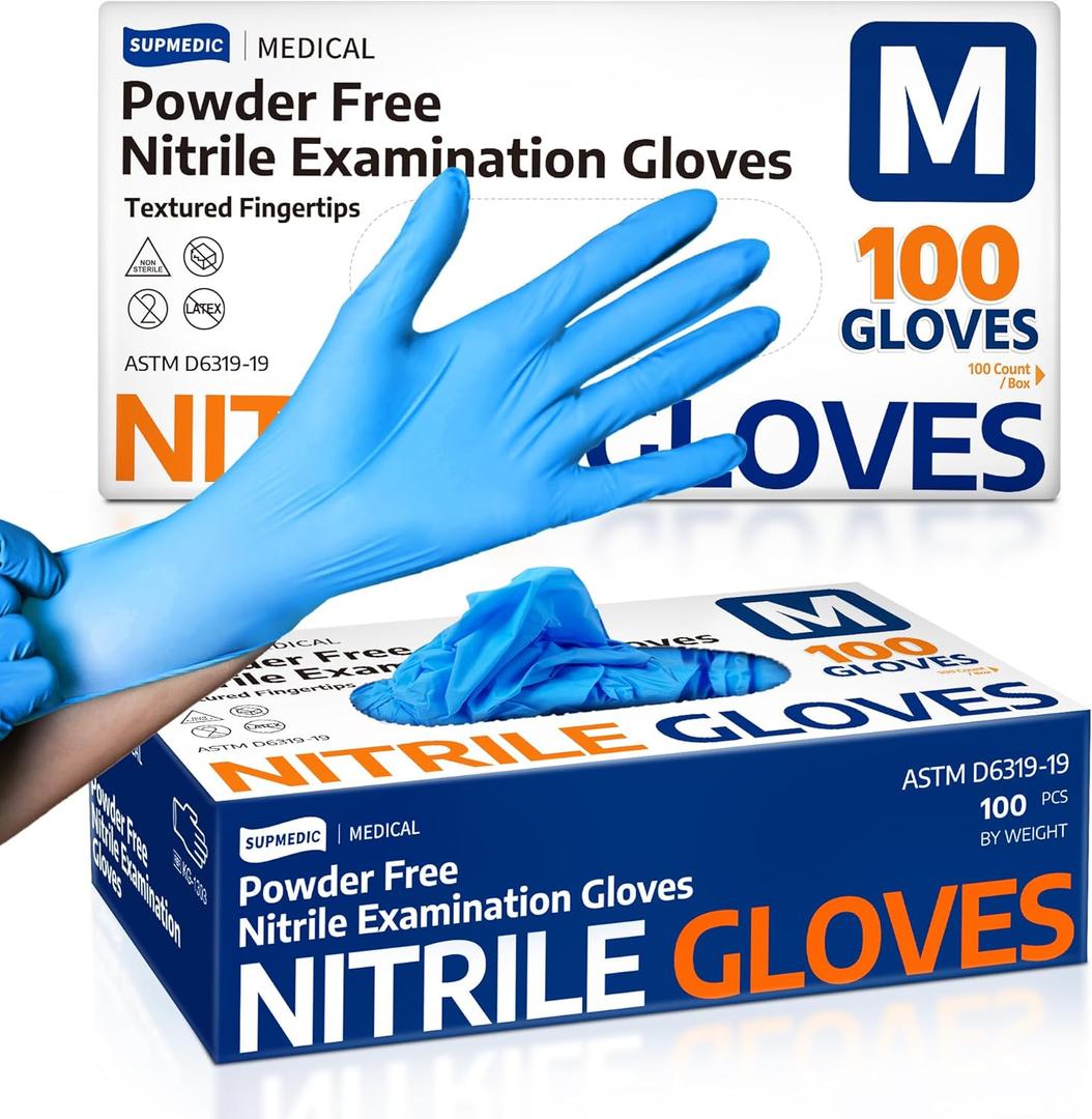 Medical Soft Max Nitrile Exam Gloves, 100 Count Latex-Free Powder-Free Non-Sterile Food Safe Disposable Glove, Blue