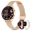 Smart Watches for Women, 1.27″ AMOLED Fitness Tracker with Heart Rate SpO2 Sleep Monitor, 3 Bands, 120+ Sport Modes, Call & Notifications, Smartwatch for Android & iPhone Compatible, 40 mm Rose Gold
