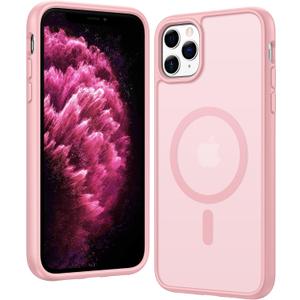FNTCASE for iPhone 11 Pro Case: Matte Magnetic Phone Cases Compatible with Magsafe Slim Anti Yellowing Military Grade Drop Protection Rugged Shockproof Protective Translucent Cell Cover (C-Pink)