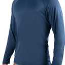Kanu Surf Mens Swim Shirt w/Long Sleeves  Quick-Dry Fabric, UPF 50+ Workout Rash Guard for Men in Loose-Fit Design (XX-Large, Navy)