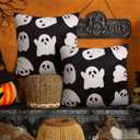 JASEN Halloween Ghost Pillow Covers 18x18 Inch Soft Faux Fur Decorative Pillowcases for Sofa Couch Bed Living Room Home Decor Set of 2