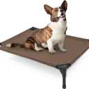 Elevated Dog Bed for Small Dogs, Raised Dog Cot Fits Up to 150 LBs, Heavy Duty Pet Cots with Durable Supportive Teslin Recyclable Washable Mesh, Indoor & Outdoor Pet Bed, Brown