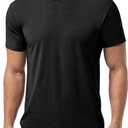 QUALFORT Men's Ultra Soft Shirt for Men Lightweight Cooling Short Sleeve Casual Basic Tee Shirt (Large)
