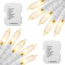 Outdoor String Lights with Timer - Battery Operated 18ft 50 LED White Wire for Indoor/Outdoor Wedding Party Garden Home, Waterproof, Warm White, 2 Pack