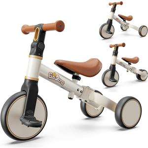 EveStone 5-in-1 Toddler Bike, Kids Balance Bike & Ride-On Tricycle for 18 Months to 4 Years, Outdoor and Indoor Gift Bike for 1-3 Year Old, Birthday Present Toy for Boys & Girls, White