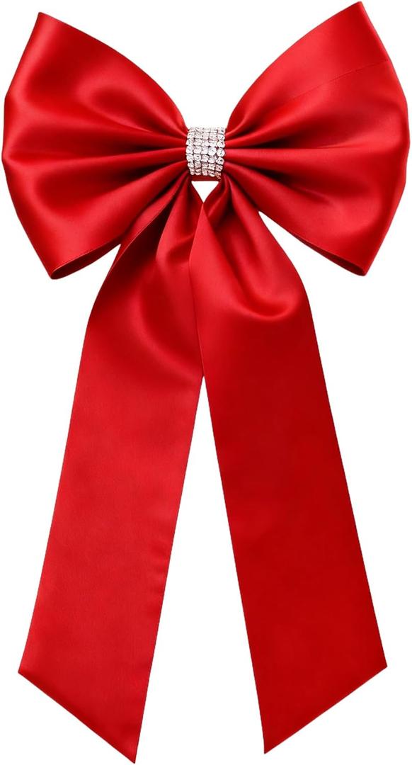Meseey Large Decorative Bow, 27 x 39 Inches, Giant Christmas Bow for Party Backdrop, Wedding, Baby Shower Decor (Polyester, Red)