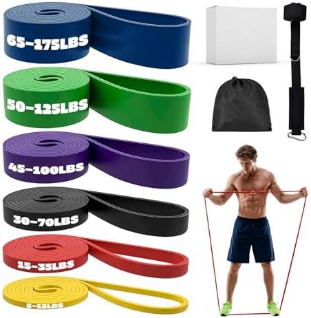 Adostob Resistance Bands Set with Door Anchor, Multi-Levels Pull Up Assistance Bands, Exercise Bands for Working Out, Stretching, Muscle Training, Physical Therapy (Men/Women)