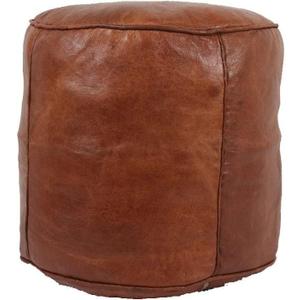 Unstuffed Genuine Tan Leather Pouf | Moroccan Ottoman Footstool, Footrest Cover | Super Soft Handmade Ottoman Pouf Comes in 18x16 inches
