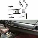 22PCS Interior Stickers Whole Kit Cover Car Interior Frame Sticker for BMW X5 E70 X6 E71 2008 2009 2010 2011 2012 2013 2014 Carbon Fiber Black