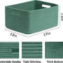 MiniArk Large Storage Baskets for Shelves, Closet Organizers Bins for Clothes Blanket Towels, Baby Nursery, Toy Baskets Box, Woven Rope Baskets, 17 x 13 x 7.5, 3 Packs Green