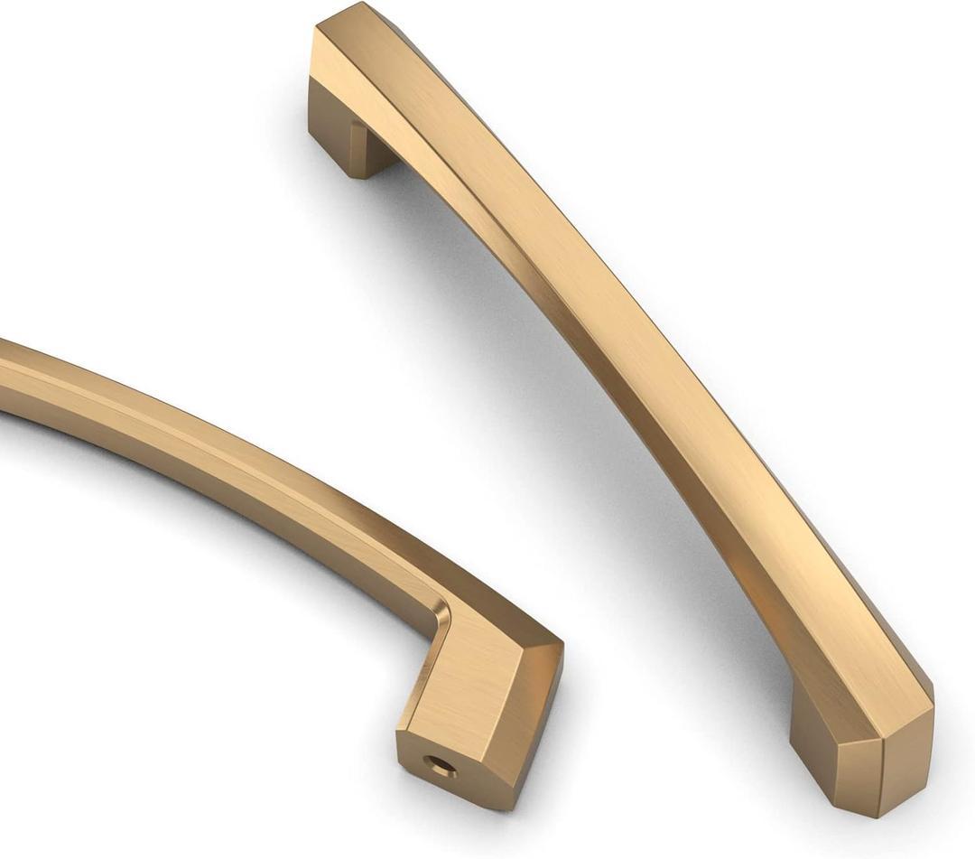 Asidrama 10 Pack 4 Inch(102mm) Champagne Bronze Kitchen Cabinet Handles, Brushed Brass Cabinet Pulls Kitchen Gold Cabinet Hardware for Cupboard Drawer Pulls