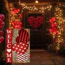Valentines Day Garden Flag Welcome Love Hearts Garden Flags 12x18 Inch Double Sided Holiday Yard DecorationParty Decorations Garden Flags Welcome Holiday Yard Outdoor Flag