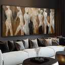 Line Framed Wall Art Figure Wall Prints Contemporary Hanging Wall Decor 32"x70" Large Artwork for Living Room Office Decorations