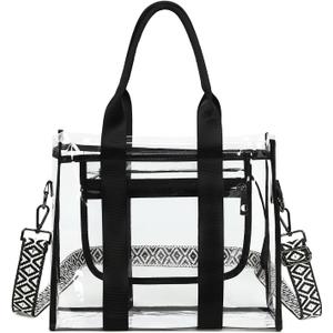 Clear Bags for Women Tote Bag, Crossbody Bag, Stadium Approved Clear Purse for Sports Events, Concert, Work & Beach (Black)