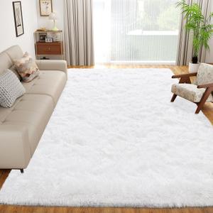 Dssimo Super Fluffy Area Rug for Bedroom, Modern Shag White Area Rugs, Soft Plush Small Carpet for Kids,Girls Boys and Teens Decorations for Living Room Dorm Nursery Classroom, 5x7 Feet