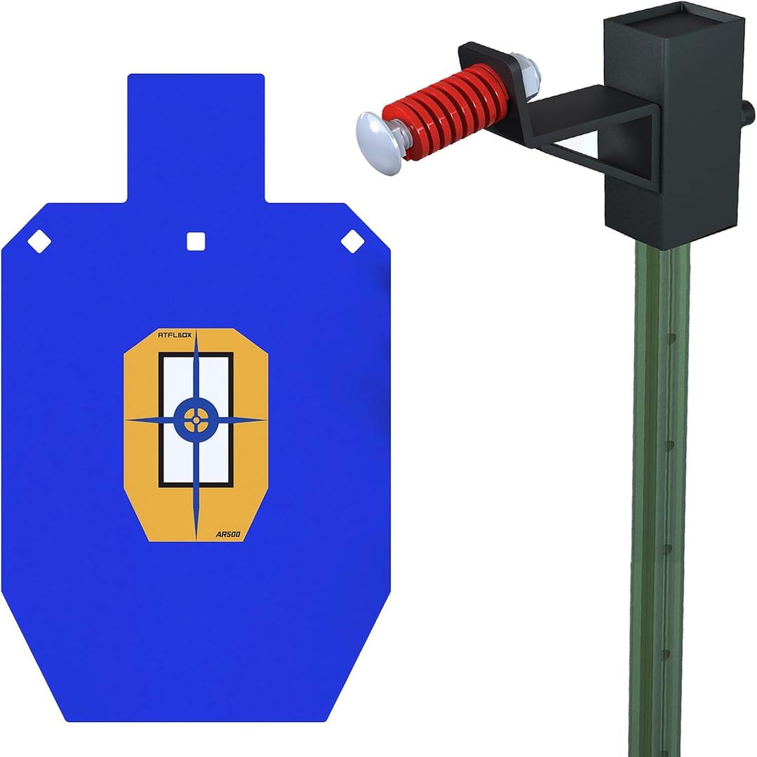Atflbox AR500 Steel Target for Shooting, 1/2 inch Thick Metal Target with T-Post Target Hanger, High Caliber Torso Silhouette Metal Target for Precision Shooting