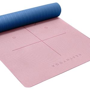 Heathyoga Yoga Mat Non Slip TPE Pilates Exercise Mats for Home Workout Gym Fitness Eco Friendly Thick Hot Yoga Mat with Strap Body Alignment,72"x 26" Thickness 1/4"