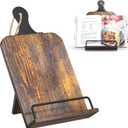 KLM Kitchen Cookbook Stand - Recipe Book Holder for Cooking, Organising and Storage - Perfect Home Shelf Decor and Wedding Retirement Gift for Woman (Brown)