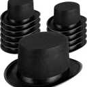 Loopeer 12 Pcs Black Felt Magician Hats - Unisex Formal Costume Novelty Hat for Men Women Dress Up Fancy Circus Birthday Party Supplies Favors