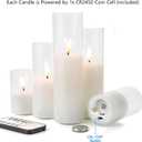 Eywamage Clear Glass Flameless Candles with Remote Batteries, Slim Tall LED Pillar Candles Battery Powered, Set of 5