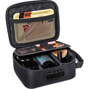 Smell Proof Bag with Combination Lock - Large Odor Proof Stash Bag with Activated Carbon Lining, Discreet Travel Organizer Case with Adjustable Dividers for Home, Office & Secure Storage
