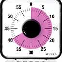 Secura 60-Minute Visual Countdown Timer, 7.5-Inch Oversize Classroom Visual Timer for Kids and Adults, Durable Mechanical Kitchen Timer Clock with Magnetic Backing (Peony Color) (Pink & Black)