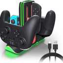 Switch 2 Charging Station for 4 Joy-Con & 2 Pro Controllers, 6-in-1 Fast Charging Dock with RGB LED Indicator, Compatible with Nintendo Switch 2/1/OLED