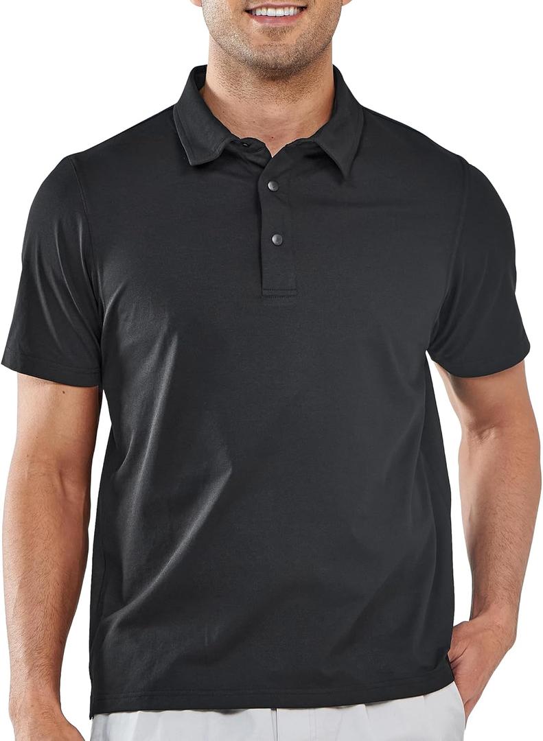 NORTHYARD Men's Polo Shirts Short Sleeve Dry Fit Golf Shirts Moisture Wicking Collared Work Tennis Polos (X-Large, Black)