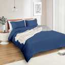 Mejoroom Navy Duvet Cover Queen Size Queen Duvet Cover Set - Soft and Breathable Comforter Cover with Zipper Closure, 3Pieces, 1 Duvet Cover (90x90) and 2 Pillow Cases(20x26)