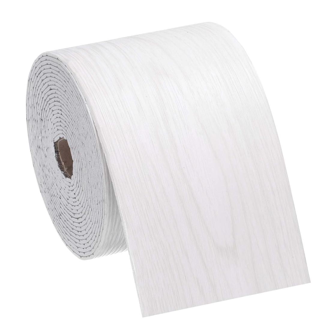 uxcell Peel and Stick Waterproof Wall Border, 4" x 197" White Wood Grain Removable Wallpaper Border Sticker Trim Wall Edging Lines for Wall Corner Table Furniture Mirror Frame