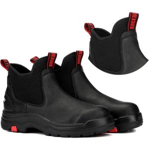 ROCKROOSTER Bakken Men's Black 6 inch Chelsea Boots, EH Rated Waterproof Slip-on Work Boots AK303-Soft Toe, AK323-Steel Toe (9 Wide, Ak303, Black, Soft Toe)