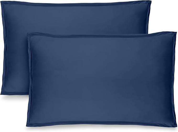 Bare Home Standard Pillow Sham Covers - Set of 2 - Premium 1800 Ultra-Soft Microfiber - Double Brushed - Stain & Fade Resistant - Bed Pillow Shams - Pillows Not Included (Set of 2, Dark Blue)