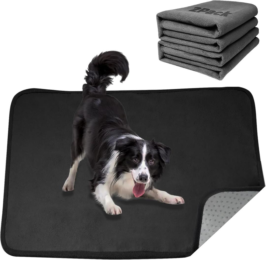 Storystore Reusable Pee Pads for Dogs, Washable, Anti-Slip and Fast Absorbent Dog Mat 2 Pack - Whelping Pad for Training, Puppy Playpen for Incontinence, Housebreak, Crate(72"*72"), Gray