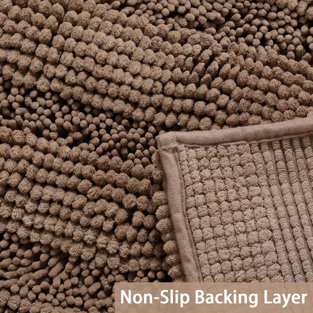 Household Bathroom Washable Non Absorbent Bath Mat 23 x 17 Inch Brown