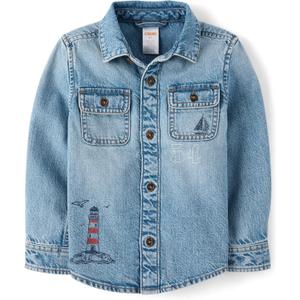 Gymboree Boys' and Toddler Long Sleeve Button Up Shirt, 5T(Toddler)