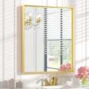 Keonjinn 30 x 36 Inch Brushed Gold Bathroom Mirror Metal Framed Rectangle Wall Gold Vanity Mirror for Bathroom Gold Rectangle Mirror for Bathroom Over Sink(Horizontal/Vertical)