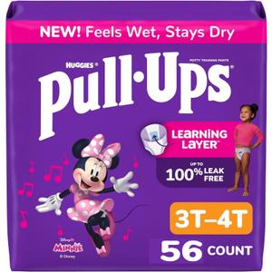 Pull-Ups Girls' Potty Training Pants, Size 3T-4T Training Underwear (32-40 lbs), 56 Count