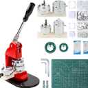 Happizza Button Maker Machine - Multiple Sizes, Button Pin Maker 1.25+2.25 inch, Interchangeable Button-models Badge Button Press Machine with 200 Sets Button Maker Supplies &Circle Cutter & Cutting Mat