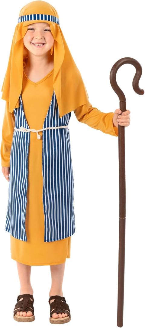 fun shack Boys Shepherd Costume for Kids, Joseph Costume for Boys, Shepherd Boy Outfit, Nativity Dress-Up (Large)